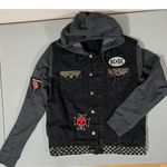 AC/DC ‘Back in Black: 1980’ Studded Spiked Patches Denim Jean Hoodie Sweatshirt Sweater Jacket Size S ⚡️ Photo 1