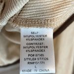 Le lis Collection Women's Long Sleeve Brown Trim Crop Top Square Neck Beige Photo 3