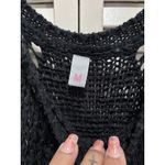 Black Crochet Top Sleeveless Size Medium Open Knit Fringe Linen Cover Photo 1