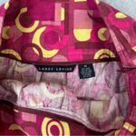 Larry Levine  Linen Blend A-line Skirt Pink Yellow Geometric Pattern Size 10 Photo 4