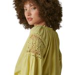 Lucky Brand Crochet Peasant Blouse Citron Green Women's Medium NEW with Tags Photo 8