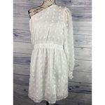 Pink Lily  One Shoulder Dress Women Size M White Side Zip Long Sheer Sleeve Photo 1