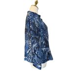 Chico's  Linen Blend Top Jacket Blue White Collar 3/4 Sleeve Metal Buttons 0 S 4 Photo 4