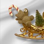 Vintage Christmas Tree,‎ Teddy Bear, Candy Cane Brooch Photo 1