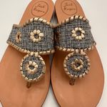 Jack Rogers  Women's Black & White Nantucket Leather Thong Flat Sandals Size 7 Photo 5