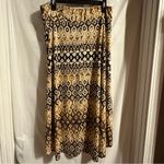 Cato  Womens Maxi Skirt Sz Large High-Low‎ Hem Geometric Brown Tan Stretch Earthy Photo 1