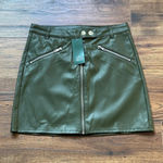 Wild Fable  Women's Faux Leather Moto Mini Skirt Olive Green Size 4 NWT Photo 1