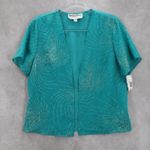 Another Thyme Green Glitter Sparkly Coverup Blouse Party Glam VTG Top Medium 10 Photo 0