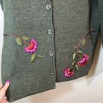 Vintage The Eagle’s Eye Women’s Green Wool Floral Embroidered Cardigan XL Boho Photo 4