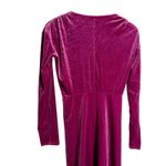 Atlein Pink Velvet Ruched Long Sleeve V Photo 8