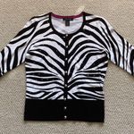 White House | Black Market  Zebra Print Cardigan Bejeweled Size Medium Stretch EUC Photo 0