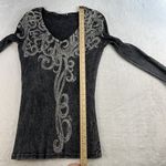 Vocal VTG L Large Top Black Ribbed Embellished Studs Y2K Dark Fairy Goth Punk Photo 6