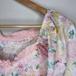 Ivy City Co Roselyn Dress Pastel Floral Smocked Bodice Puff Sleeve Tiered Large Pink Photo 4