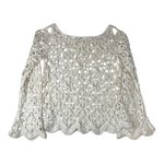 Moda International size large loose open knit crochet bell sleeve shirt mermaid Photo 9