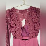 Haute Monde Chic  Burgundy Crochet Lace Bodycon Dress Long Sleeve Size Small 33” Photo 11
