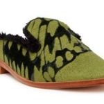 Free People  Butterfly Effect Faux Fur Mule Size 37 Green Slip On Flat Loafer New Photo 0