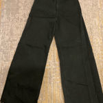 ZARA  Wide Leg Jeans Women Sz 4 Black High Rise Frayed Hem Photo 0