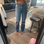 Abercrombie & Fitch Blue Distressed Straight Leg Jeans Photo 3