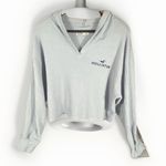 Hollister  Hoodie Y2K Sweatshirt Cropped Womens Large Blue Waffle Knit 90's Hip Photo 0