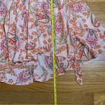 Nanette Lepore  Yellow Peach Paisley Floral Print Pintuck Button Front Midi Dress Photo 8