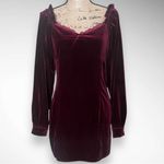ROMANTIC HUT Women's Burgundy Velvet Long Sleeve Body Con Dress Medium‎ | EUC Photo 2