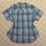 Eddie Bauer Women’s Blue Plaid Short Sleeve Adventure Shirt Polyester, X-Large Photo 1