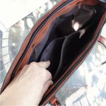 Vegan Faux Leather Shoulder Bag Purse Orange Photo 5