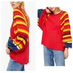 Free People We The  Rainbow Dreams Top Size Small Oversized Striped Knit Boho Photo 7