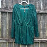 Lulus Lulu’s Always Partying Emerald Green Sequin Romper NWT XL Photo 3
