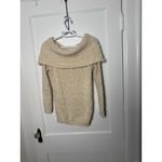 LC Lauren Conrad  Off the Shoulder Shimmer Oatmeal Tan Slouchy Sweater Medium Photo 0