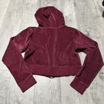 Ambiance Y2K 2000s Cropped Velvet Burgundy Hoodie maroon small zip up Photo 2