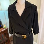 Donna Karan  New York Black Stretch Belted Wrap Midi Tailored Blazer Dress 10 Photo 13