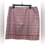 Talbots Canvas Cotton A Line Skirt Red Blue Mediterranean Print Size 14P NWT Photo 1