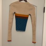 Free People  Beige and Yellow V-Neck Sweater Photo 3