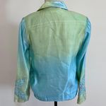 Chadwick's  100% Silk Embellished Floral Jacket Blazer Blue Green size 4 Photo 3