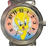 VTG LADIES TWEETY BIRD WATCH Clear Band ARMITROM NEW BATTERY 1993 Warner Bros Photo 0