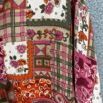 Jonathan Martin Vintage Button Up Top Womens Large Silk Red Floral Patchwork Boho Indie Hippie Photo 3