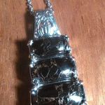Matrix Silver Shungite Platinum Over Copper Pendant Stainless Steel Necklace Photo 0