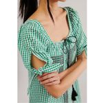 Free People  Bohemian Embroidered Gingham Seersucker Cass Maxi Dress Green Medium Photo 15