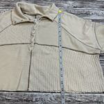 BDG Women Oversized Crop Collar Patchwork Henley Blouse M Med Medium Ivory Brown Photo 13