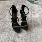 Elegant Black and Multicolor Strappy Heels Size 7 Photo 2