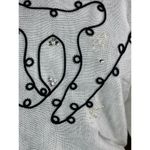 Sweater 1980s dolman sleeve white black swirls pearl sparkle Size L Photo 2