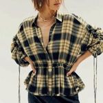 Free People  We the Free Pacific Dawn Plaid Snap Front Shirt Medium Photo 0