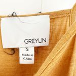 Greylin  Anthropologie Yellow Gold Tied Linen Cropped Wide Leg Jumpsuit Small Photo 7