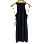 Adrianna Papell  Beaded Chiffon Overlay Black Jersey A-Line Mini Dress Cocktail 8 Photo 6