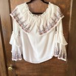 White House | Black Market WHBM Off the Shoulder Embroidered Swiss Dot Blouse sz small Photo 7