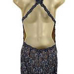 Jovani Formal Prom Long Dress Navy & Silver Lace Nude Lined with Rhinestones 0 Photo 5