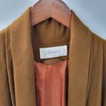 Vintage J. Hilary Wool Coat Womens 4 Belted Camel Brown Long Trench Made in USA Photo 4