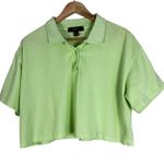Forever 21  Cropped Polo Shirt Womens 1X Lime Green Boxy Y2K Casual Clean Girl Photo 0