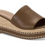 Style & Co Style Co Espadrille Wedge Slide Sandals Brown Leather 9.5 M boho beach Resort Photo 0